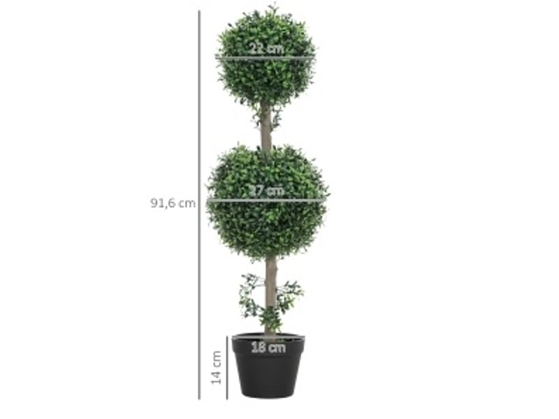  Plante artificielle en pot avec protection uv, lot de 2, plastique vert, pour intérieur et extérieur, 91,4 cm  - Conforama C