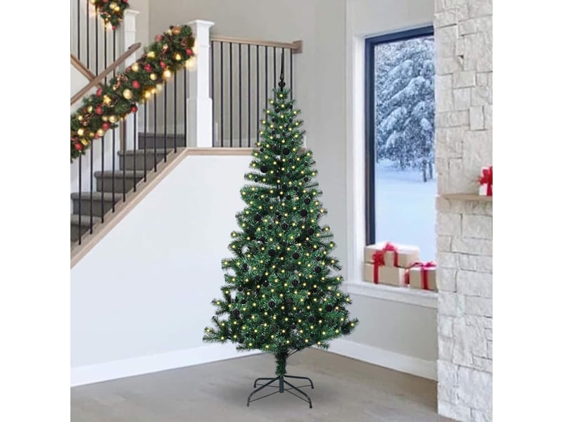  Sapin de noël - arbre de noël artificiel pré-éclairé vert 240 cm pvc et métal  - Conforama B