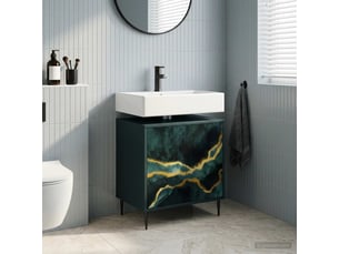 Armoire de salle de bain, meuble de rangement wijhe chêne noir 60x40x61 cm