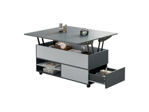 Table basse avec 1 armoire et 1 tiroir, rangement semi-ouvert, panneau de particules, 100 x 98 x 65 cm - gris et blanc