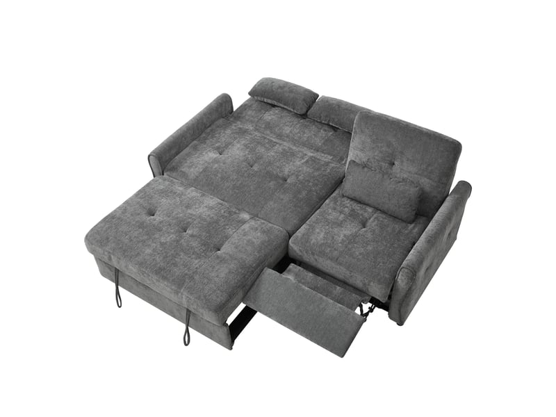 Canapé-lit 3 places extensible en chenille gris, dossier réglable 90° à 180° - Conforama A