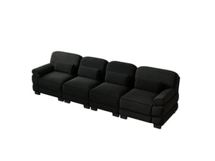 Canapé modulable 4 places 336x88,5x94 cm en velours côtelé noir