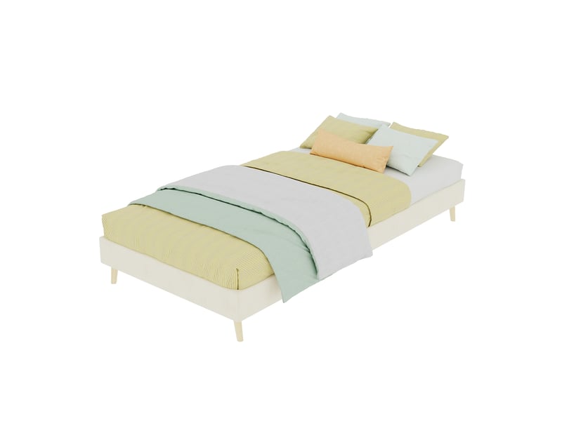  Cadre de lit, lit enfant 90x200 cm, rangement hydraulique, cadre bas, velours beige, sans matelas, réf. 354894  - Conforama B