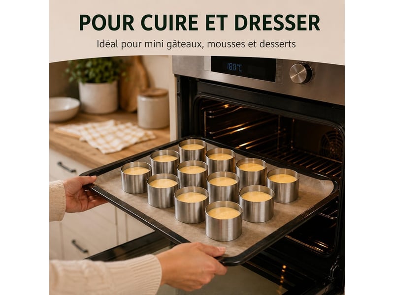  Cercles à pâtisserie inox lot de 15 - ø 5 x h 5 cm cercles à mousse sans fond pour mini entremets, gâteaux individuels, tartares et dressage de table Cake tin - Conforama C