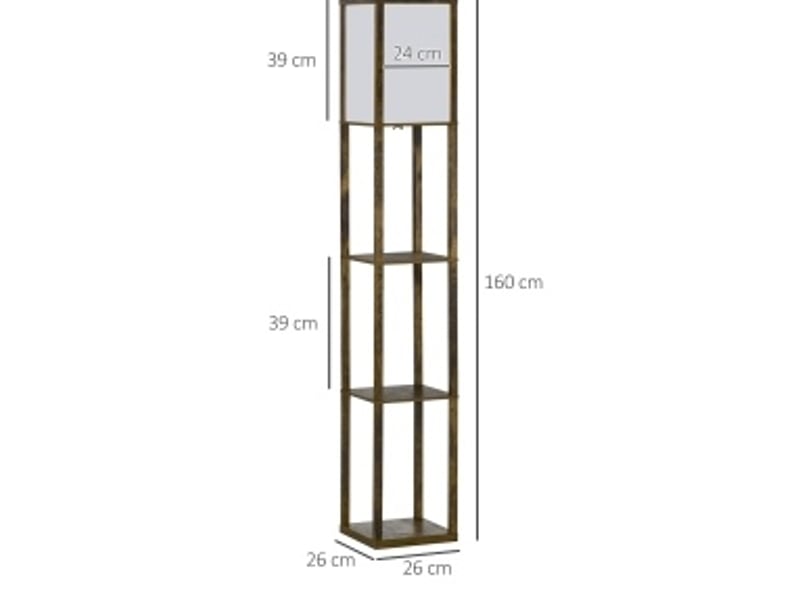  Lampadaire 26x26x160 cm avec 3 compartiments ouverts en panneau de particules marron rustique  - Conforama E