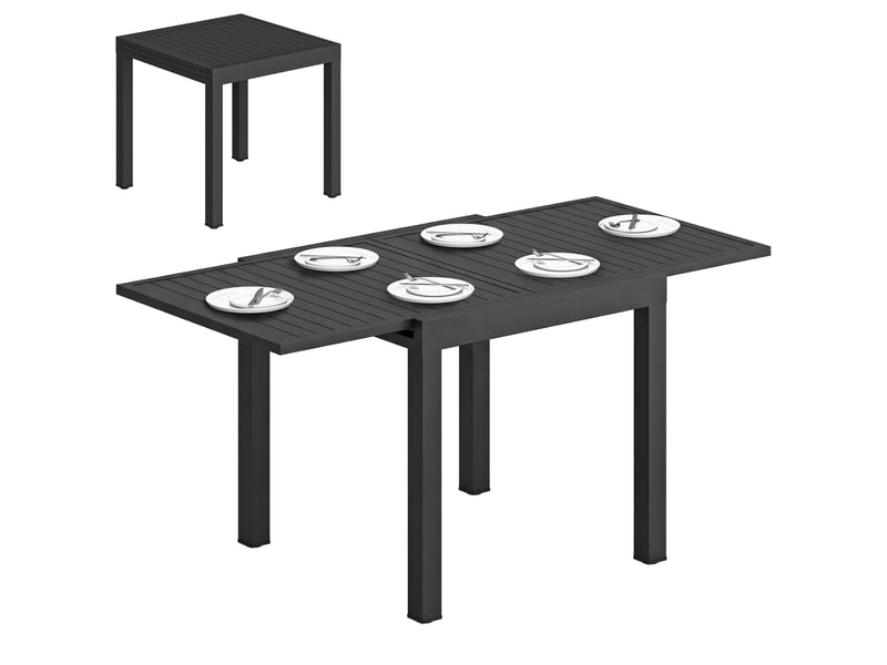  Table de jardin extensible aluminium noir 160x80x75cm  - Conforama B