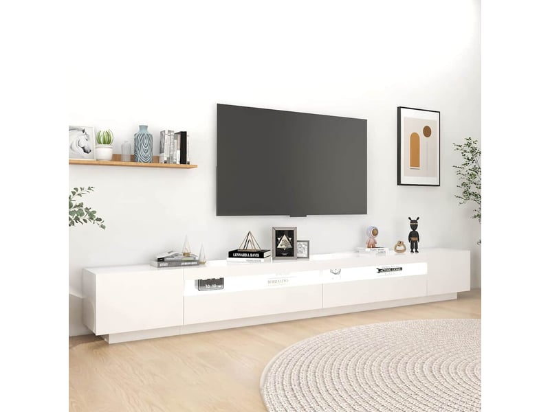 Meuble tv - banc tv - meuble de rangement avec lumières led blanc 300x35x40 cm - Conforama C