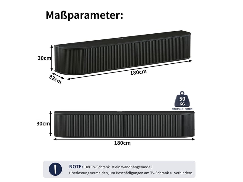  Meuble tv meuble suspendu grand rangement passage de câbles compatible téléviseurs 50 à 80 pouces style moderne polyvalent et combinable  - Conforama C