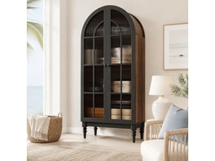 Vitrine coloris noir 3 étagère(s) ELVMI  - 76 cmx165 cm