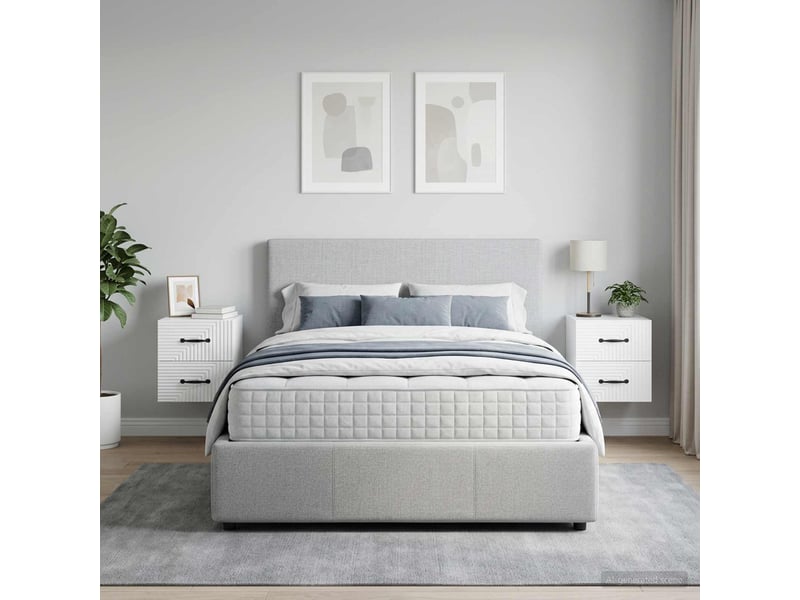  Table de chevet - cabinet de chevet - table de nuit mural 2 pc blanc brillant 34,5 x 33 x 40 cm  - Conforama C
