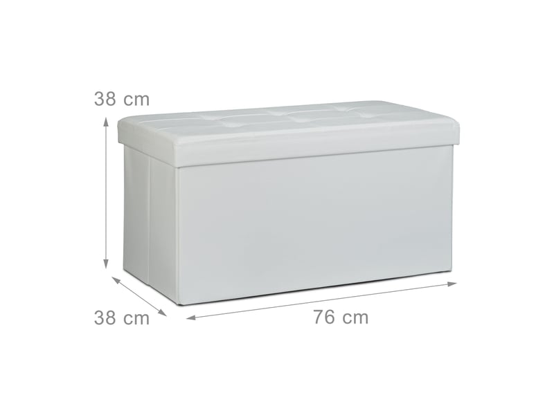  Tabouret de rangement pliant 38 x 76 x 38 cm avec 85 litres de capacité design moderne en similicuir blanc 13_0005715  - Conforama C