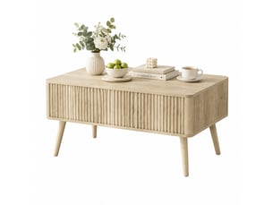 Table basse rectangulaire coloris bois clair <strong>CHICFURN</strong> <strong></strong> - 56 cmx91 cm