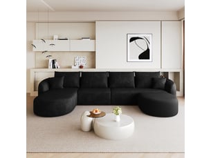Canapé droit fixe <strong></strong> <strong></strong> 6 places Tissu noir