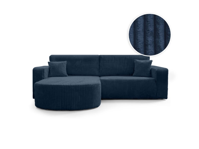  Kiara - canapé d'angle compact réversible et convertible 4 places en velours côtelé épais  - Conforama A