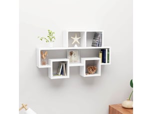 Étagère flottante, étagère murale forme d'auto blanc 82x15x51 cm bois d'ingénierie cf42323