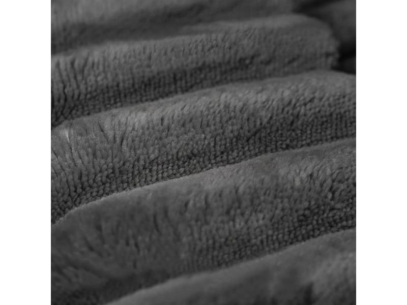 Pouf gris foncé repose-pieds en velours côtelé 65x60x38 cm - Conforama D
