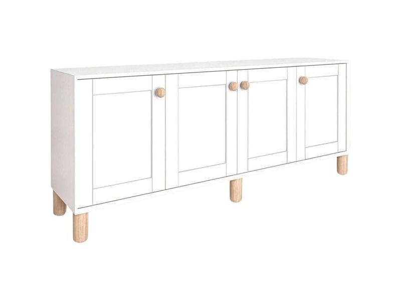  Buffet 4 portes en aggloméré bohemian blanc  - Conforama A
