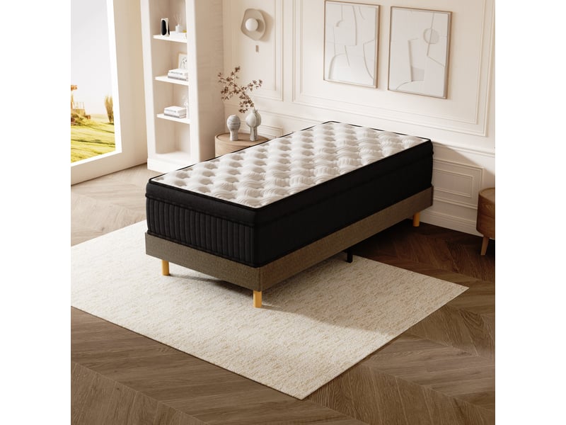  Ensemble matelas à ressorts + sommier 90x190 cm, mousse à mémoire de forme,épaisseur 25cm  - Conforama E