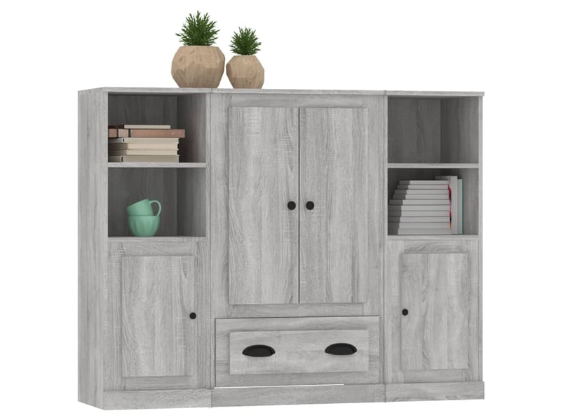  Buffets 3 pcs - bahut - meuble de rangement sonoma gris bois d'ingénierie  - Conforama D
