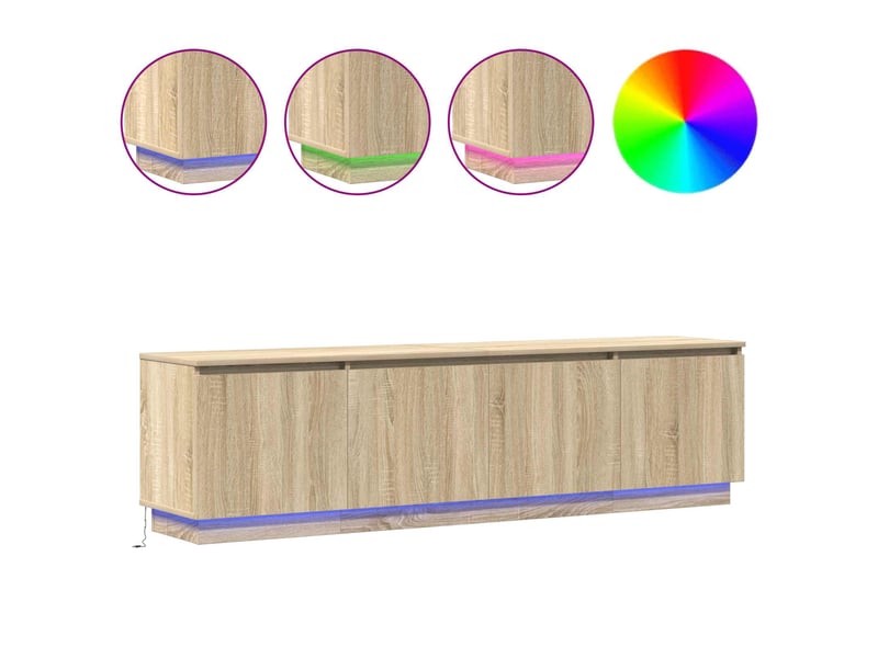  Meuble tv - banc tv - meuble de rangement 180 x 38 x 49 cm chêne sonoma bois d'ingénierie  - Conforama D
