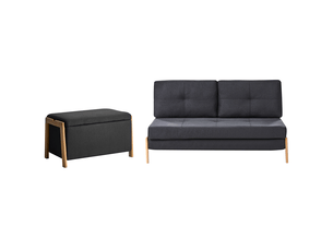 Canapé droit fixe <strong>BELIANI</strong> <strong></strong> 3 places Tissu noir avec coffre de rangement