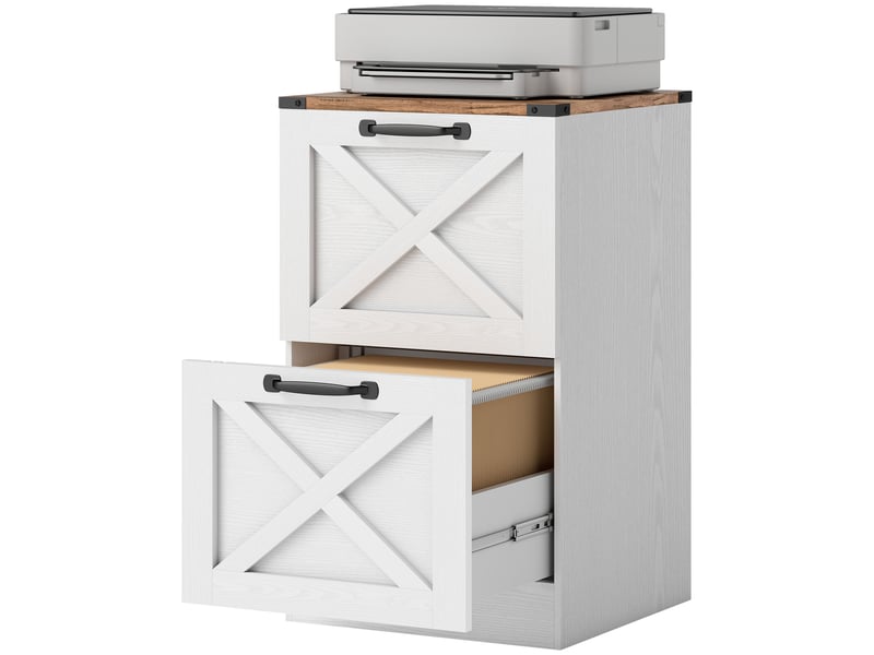  Caisson de bureau 2 tiroirs dossiers suspendus a4 lettre blanc 40 x 40 x 71 cm  - Conforama B