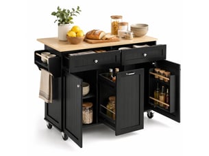 Desserte de cuisine extensible avec tiroirs, étagères réglables et porte-serviettes pour cuisine, 140 × 40-70 × 92 cm
