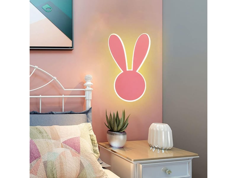  Applique murale chambre enfant lapin rose 3000k blanc chaud  - Conforama C