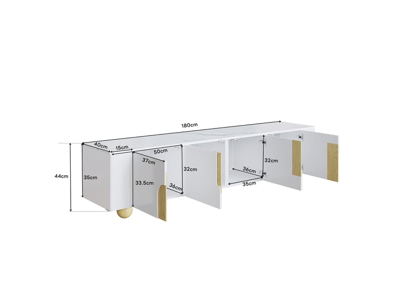 Meuble tv, effet marbre, 4 portes, style minimaliste, design moderne et élégant pour salon - Conforama C