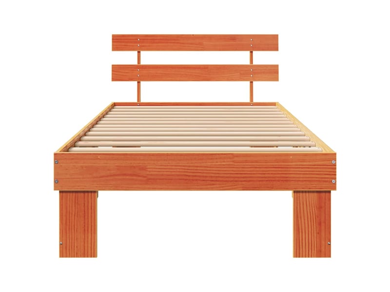  Lit simple- lit adulte -  cadre de lit avec tête de lit brun  80 x 200 cm pin massif  - Conforama D