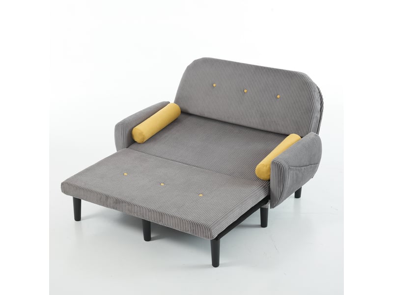  Canapé-lit gris en tissu corde avec rangement intégré – salon et espace détente  - Conforama A