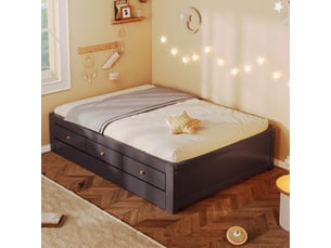 Lit avec rangement 90x200 cm <strong>MODERNLUXE</strong> <strong></strong> coloris marron