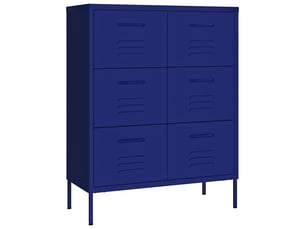 Armoire de rangement bureau, armoire à tiroirs bleu marine 80x35x101,5 cm acier