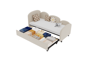 Lit simple 90x200 cm PHOEBE CAT coloris beige