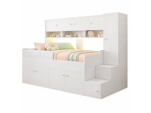 Lit avec rangement 90x200 cm <strong>MEULVA</strong>  <strong></strong> coloris blanc