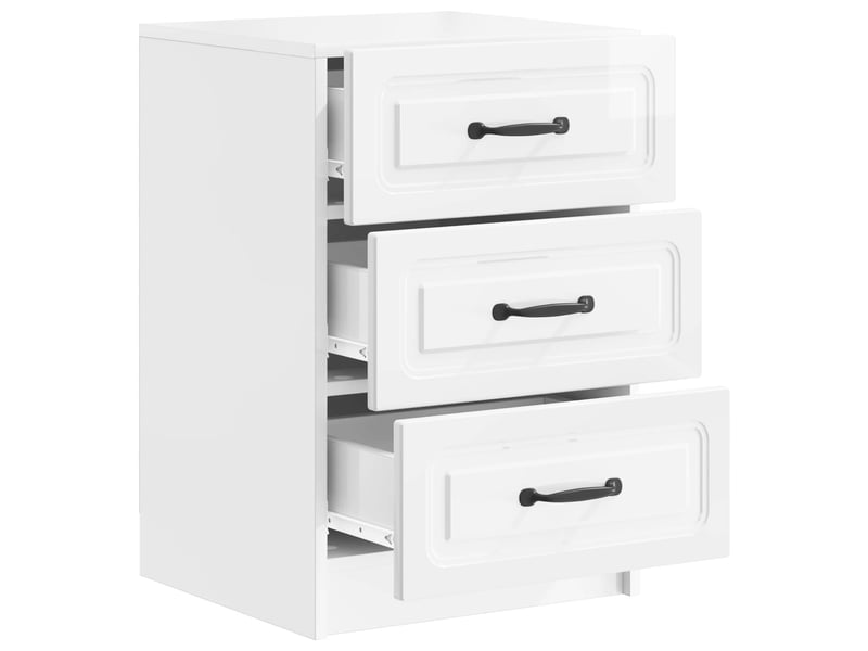 Table de chevet - cabinet de chevet - table de nuit blanc brillant 43 x 41 x 63,5 cm  - Conforama C