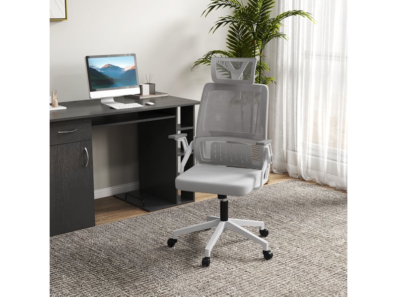  Fauteuil de bureau ergonomique, chaise bureau, maille, 60x61x121.5cm, gris  - Conforama C