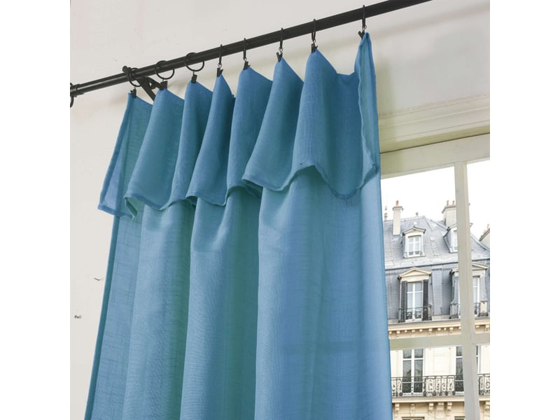  Lot de 2 voilages ajustables + 8 anneaux pince 140 x 270 cm evasion polyester effet lin  - Conforama D