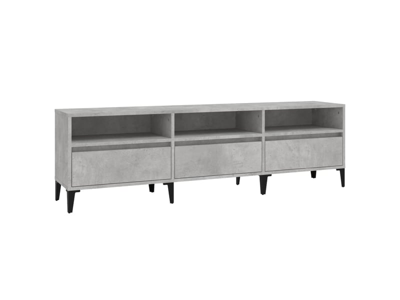 Meuble TV En Bois D'ingénierie Noir - 150x30x44,5 Cm - 6 Compartiments De Rangement - Style Moderne - 3