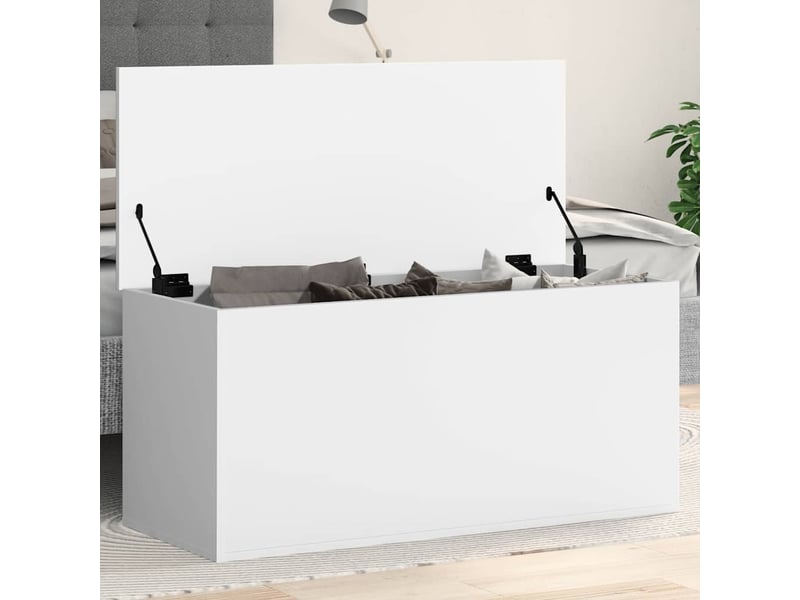  Boîte de rangement, coffre de rangement blanc 100x42x46 cm bois d'ingénierie  - Conforama B