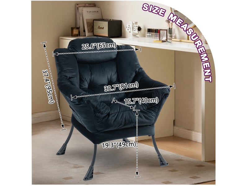  Fauteuil relaxant noir à structure métal avec poche latérale et soutien de nuque, pour vos moments de détente  - Conforama C