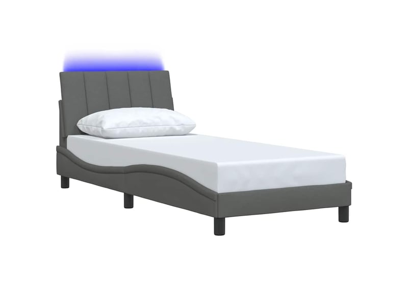  Lit simple- lit adulte -  cadre de lit sans matelas hanko gris foncé 90x200 cm tissu  - Conforama D