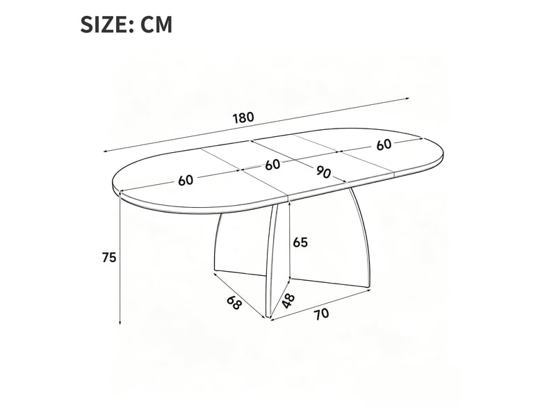  Table extensible 120 à 180x90 cm pour 6 à 8 personnes, table à manger moderne avec plateau de 18 mm et angles arrondis, effet travertin Seren Glow - Conforama C