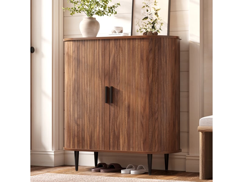  Meuble à chaussures à portes coulissantes, naturel, 85 x 40 x 93 cm  - Conforama E