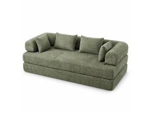 Canapé convertible modulable 2 places 4-en-1 200 x 95 x 68 cm, dossier réglable, sans montage, 4 coussins, tissu chenille vert