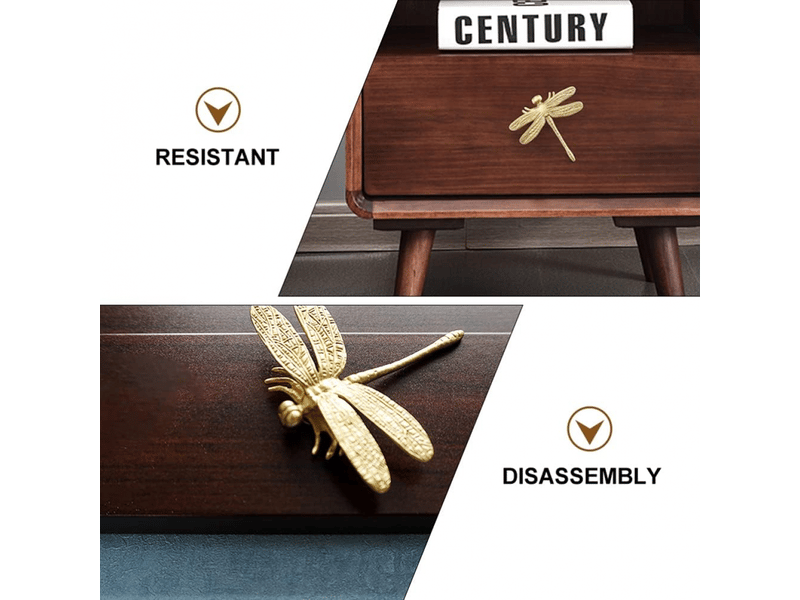  Jeu de 3 accessoires en laiton en forme de libellule pour poignées de meubles, décoration de mur de fond.  - Conforama E