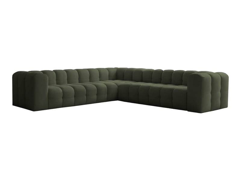  Canapé d'angle réversible miloe 6 places avec accoudoirs en velours - vert MILOE - Conforama A