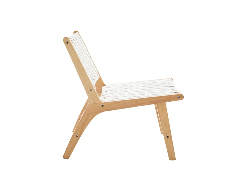  Fauteuil bas sans accoudoirs assise tressée en pu blanc structure en bois W3056P520550 - Conforama B