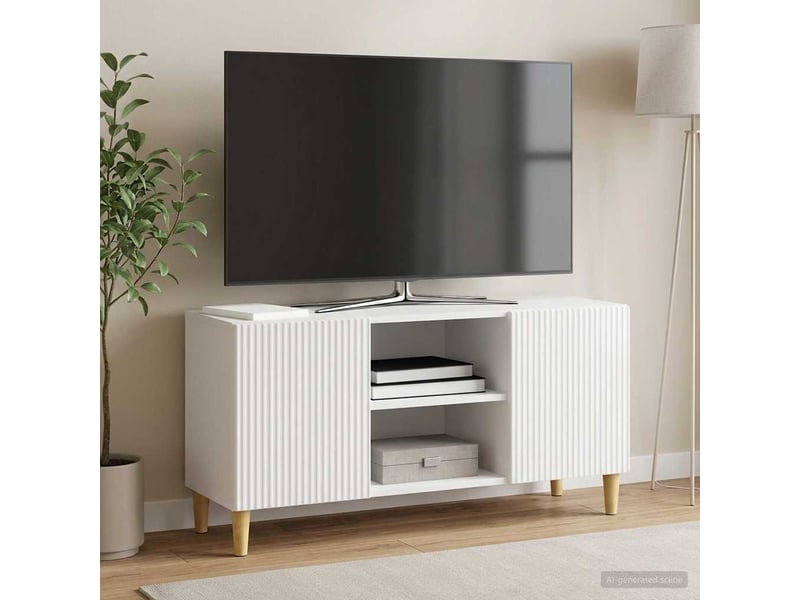  Meuble tv - banc tv - meuble de rangement 102 x 34,5 x 50 cm blanc brillant bois d'ingénierie  - Conforama D