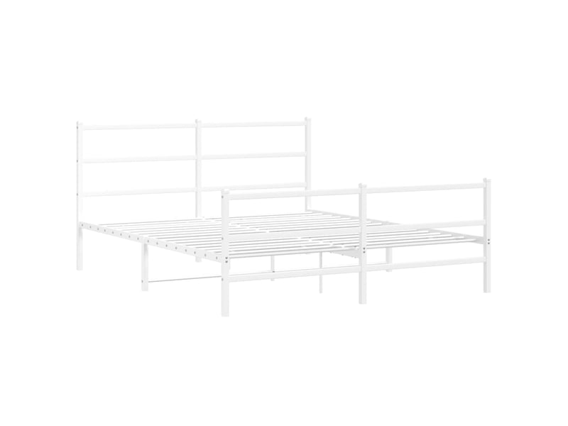  Lit double- lit adulte -  cadre de lit métal sans matelas et pied de lit blanc 150x200 cm  - Conforama B